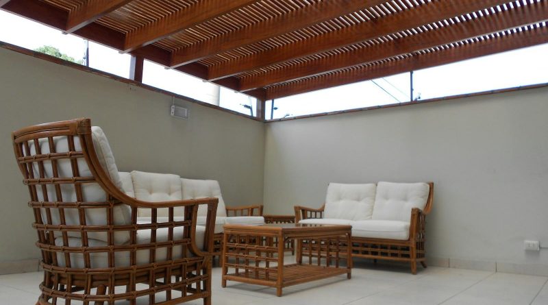 Rectangular Brown Rattan Coffee Table in Home